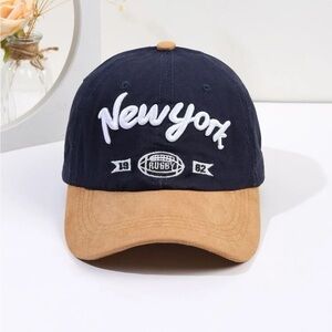 Adjustable Navy Tan & White Embroidered New York Rugby 1982 Baseball Cap OS New